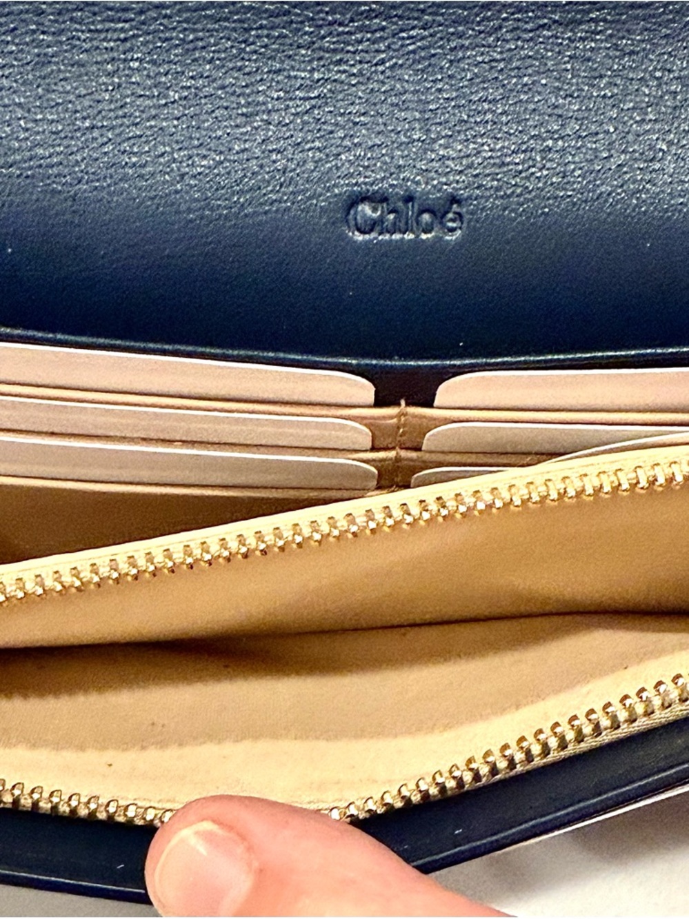 NWT Chloé Vick Long Flap Wallet in a Dark Blue Leather - Picture 5 of 9
